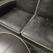Black Leather Sofa Set With Trim - Loveseat, Armchair, Ottoman